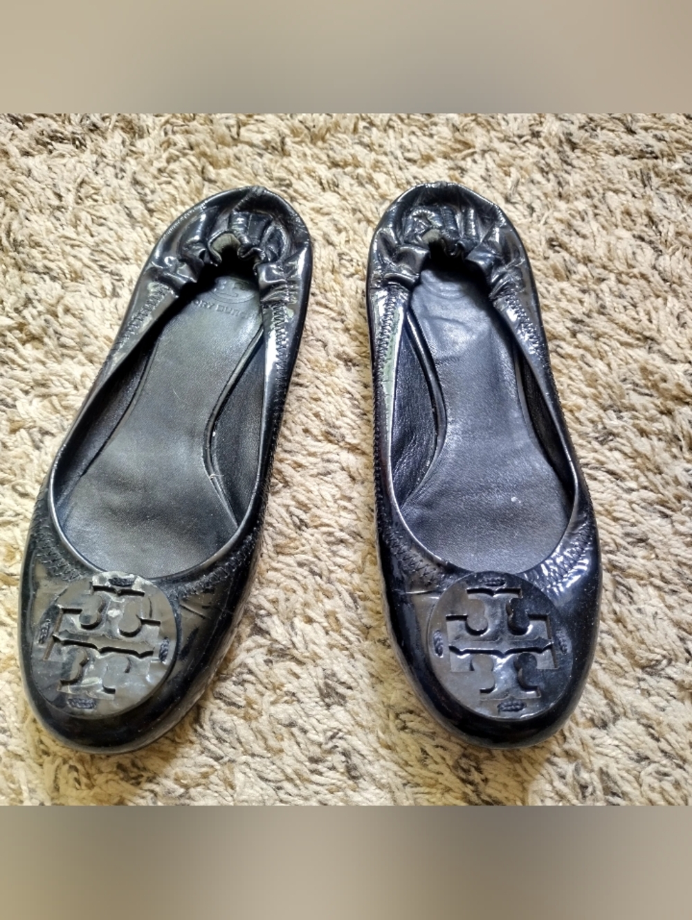 Tory Burch Reva Patent Leather Ballet Flats Black Sz 7